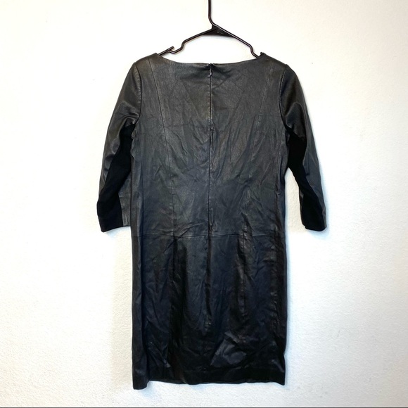 VINCE 100% Leather Sheath 1/2 Sleeve Dress SZ M - Picture 3 of 8